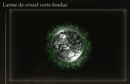 Imagen de la Lágrima de Cristal Verde Partida en Elden Ring