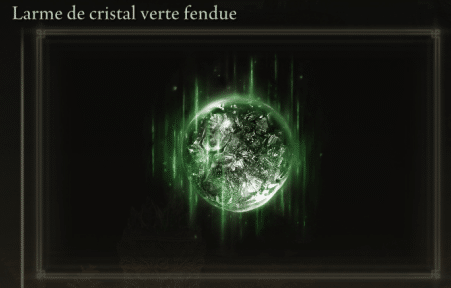 Image de la Larme de cristal verte fendue dans Elden Ring