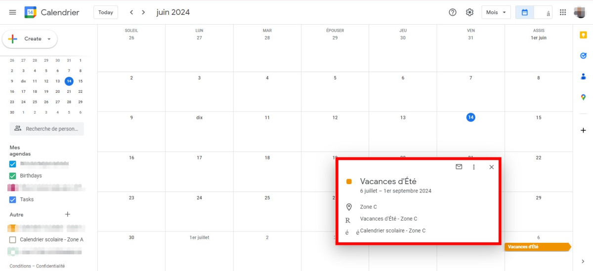 Cattura effettuata su Google Calendar per visualizzare la settimana sull'app 