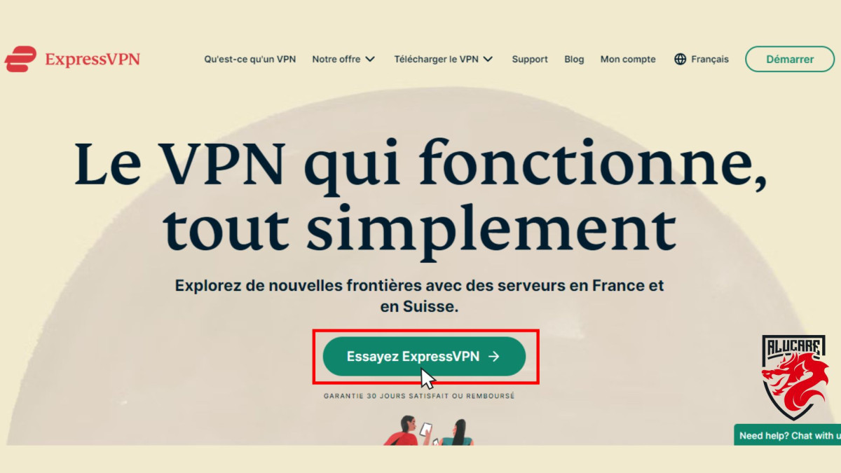 Página inicial do Express VPN.