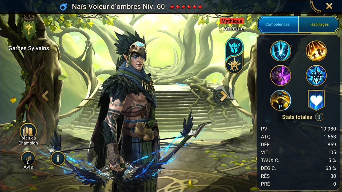 Mastery, grace and artifact guide on Naïs Voleur d'Ombres ( Nais the Shadowthief) on RSL 