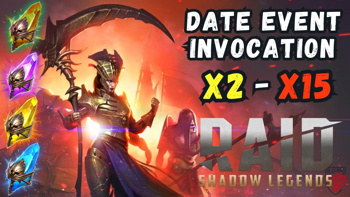 Invocação de eventos de data x2 e x15 no Raid Shadow Legend